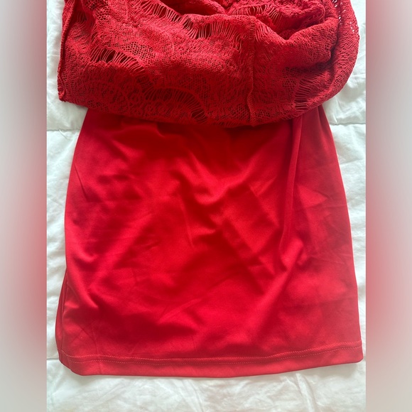Red Lace Bodycon Dress - Size Small - Picture 7 of 9